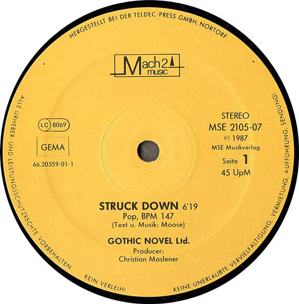 Gothic Novel Ltd. : Don't Do It / Struck Down (12", Maxi)