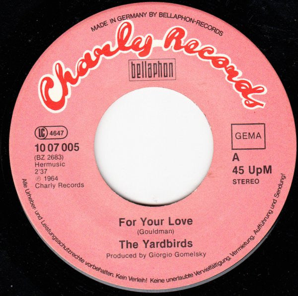 The Yardbirds : For Your Love / Evil Hearted You (7", Single)