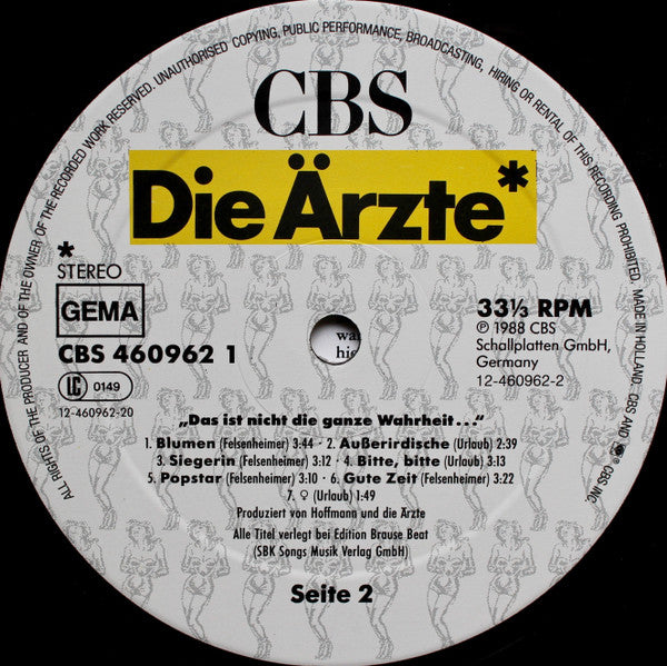 Die Ärzte : Das Ist Nicht Die Ganze Wahrheit... (LP, Album)