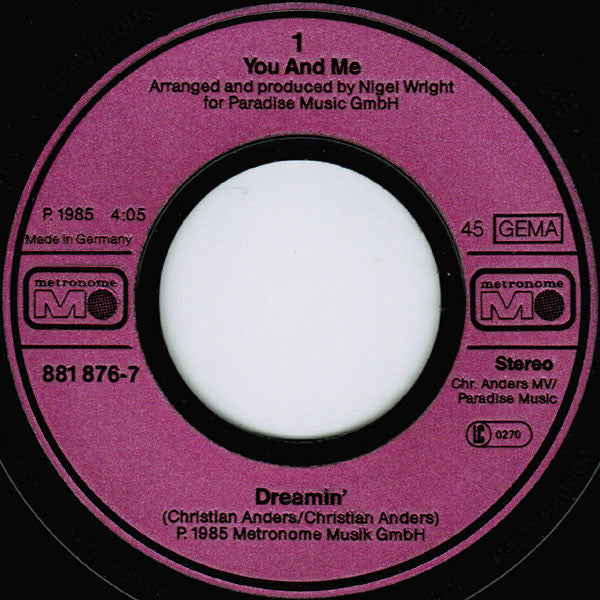 You And Me (5) : Dreamin' (7", Single)