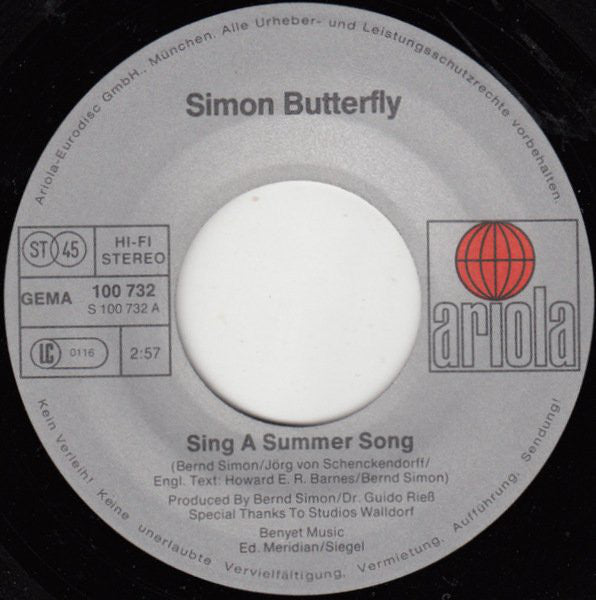 Simon Butterfly : Sing A Summer Song (7", Single)