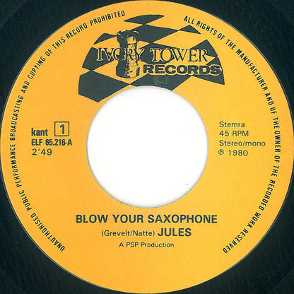 Jules Engelhart : Blow Your Saxophone (7", Single)