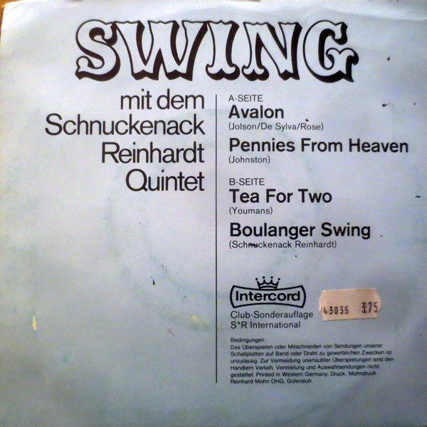 Schnuckenack Reinhardt Quintett : Swing Mit Dem Schnuckenack Reinhardt Quintet (7", Club)