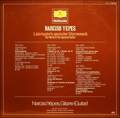 Narciso Yepes - Gaspar Sanz • Padre Antonio Soler • Isaac Albéniz • Manuel De Falla • Joaquín Rodrigo : 5 Jahrhunderte Spanischer Gitarrenmusik • The World Of The Spanish Guitar (2xLP, Comp)