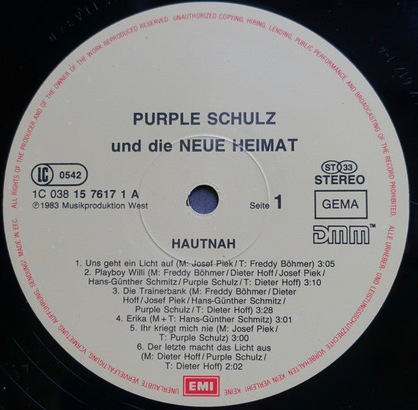 Purple Schulz & Neue Heimat : Hautnah (LP, Album, RE)