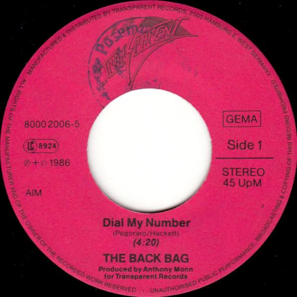 The Back Bag : Dial My Number (7", Single)