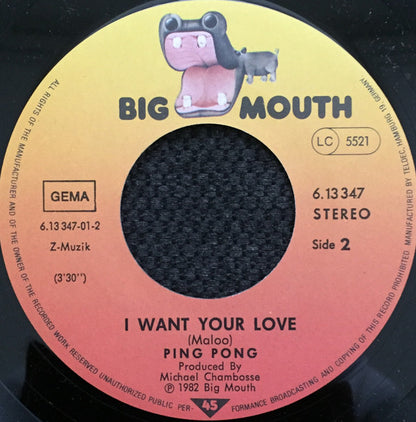 Ping Pong : Rhythm Walk / I Want Your Love (7", Single)