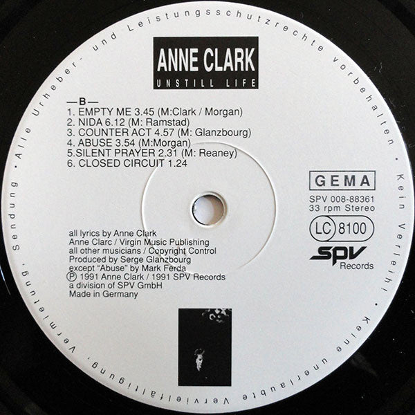 Anne Clark : Unstill Life (LP, Album)