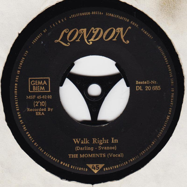 The Moments (2) : Walk Right In (7", Single)