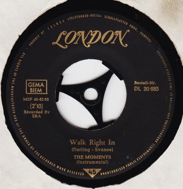 The Moments (2) : Walk Right In (7", Single)