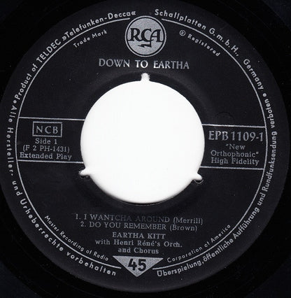 Eartha Kitt : Down To Eartha (7", EP)