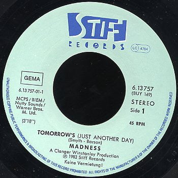 Madness : Tomorrow's.. Just Another Day / Madness (Is All In The Mind) (7", Single)