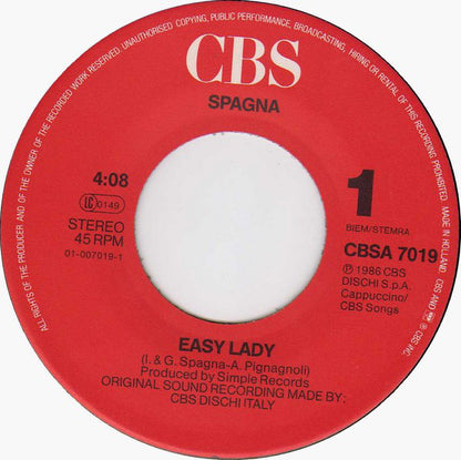 Spagna* : Easy Lady (7", Single)