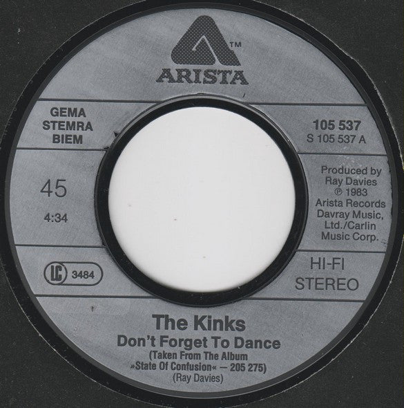 The Kinks : Don't Forget To Dance / Young Conservatives (7", Single)