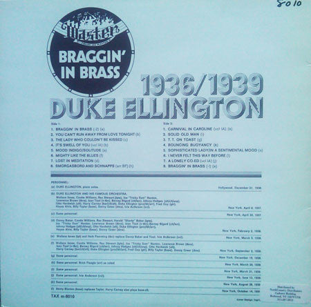 Duke Ellington : Braggin' In Brass 1936/1939 (LP, Comp)