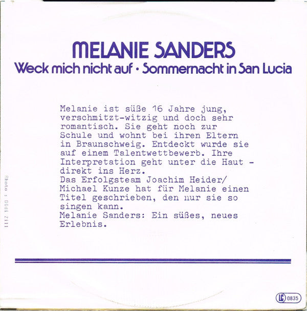 Melanie Sanders : Weck Mich Nicht Auf (7", Single)