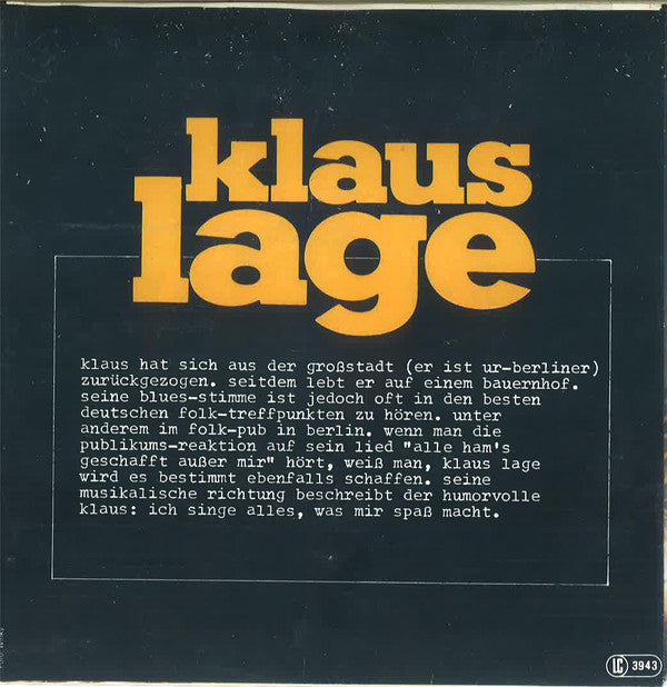 Klaus Lage : Alle Ham's Geschafft Außer Mir (7", Single)