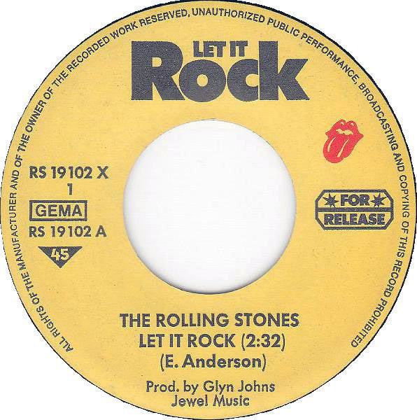 The Rolling Stones : Let It Rock (7", Single)