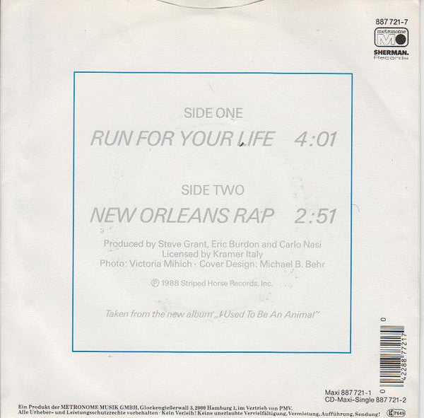 Eric Burdon : Run For Your Life (7", Single)