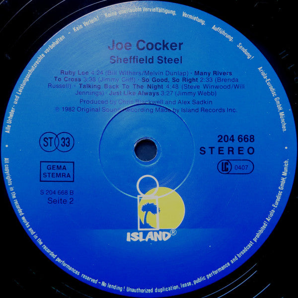 Joe Cocker : Sheffield Steel (LP, Album, RE)