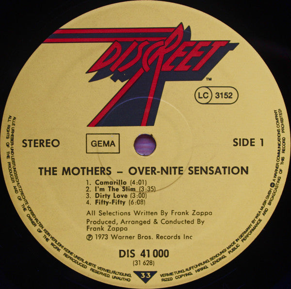 The Mothers : Over-Nite Sensation (LP, Album, RE, Gat)