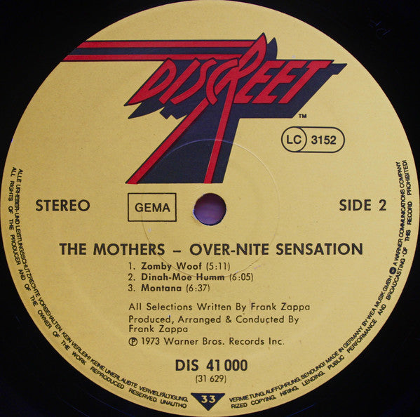 The Mothers : Over-Nite Sensation (LP, Album, RE, Gat)