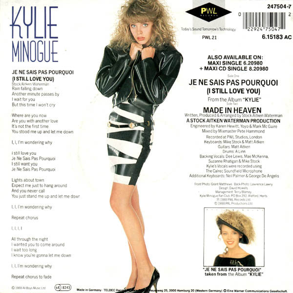 Kylie Minogue : Je Ne Sais Pas Pourquoi (I Still Love You) (7", Single)