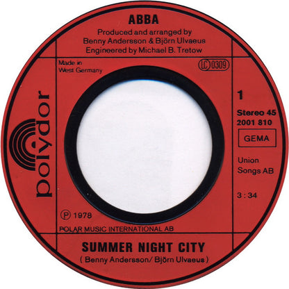 ABBA : Summer Night City (7", Single)