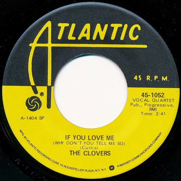 The Clovers : Blue Velvet / If You Love Me (Why Don't You Tell Me So) (7", Single, RE)