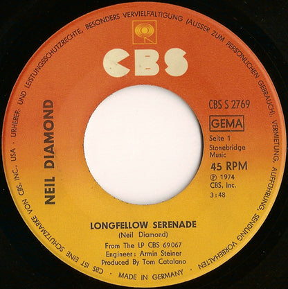 Neil Diamond : Longfellow Serenade (7", Single, RE)