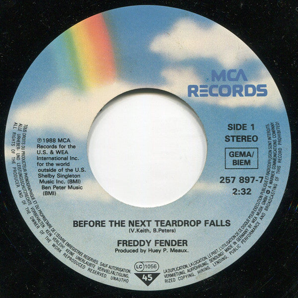 Freddy Fender (2) : Before The Next Teardrop Falls / Wasted Days And Wasted Nights (7", Single, RE)