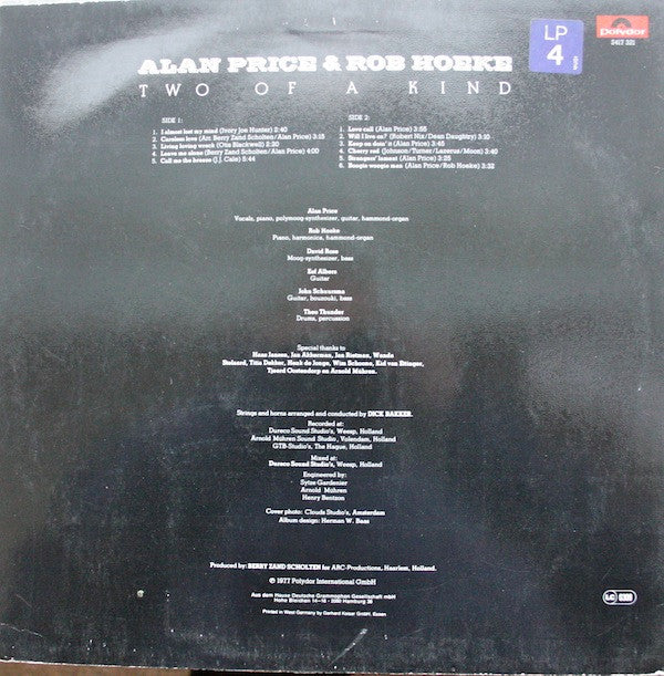 Alan Price & Rob Hoeke : Two Of A Kind (LP, Album)