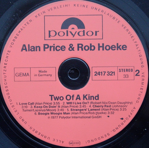 Alan Price & Rob Hoeke : Two Of A Kind (LP, Album)