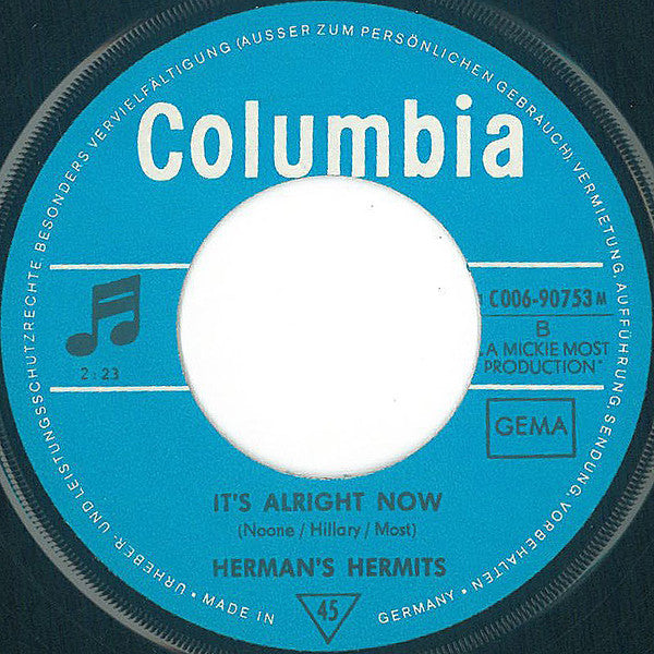 Herman's Hermits : Here Comes The Star / It's Alright Now (7", Single)