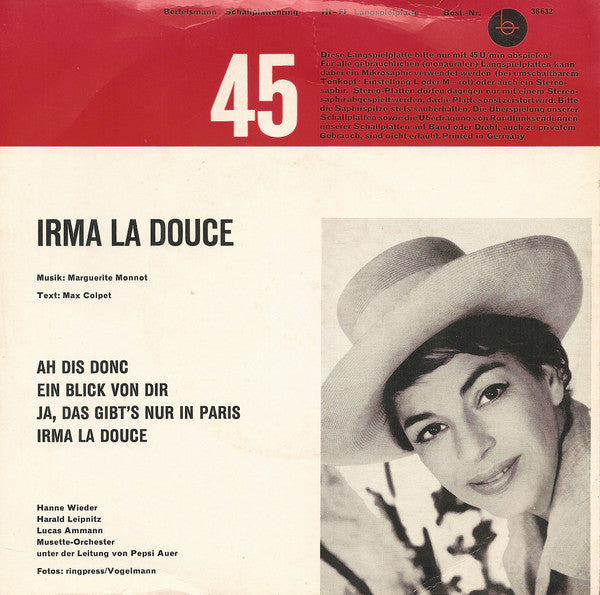 Hanne Wieder : Irma La Douce (7", EP, Mono, S/Edition)