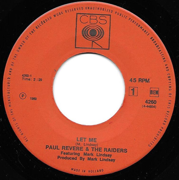 Paul Revere & The Raiders Featuring Mark Lindsay : Let Me (7", Single)