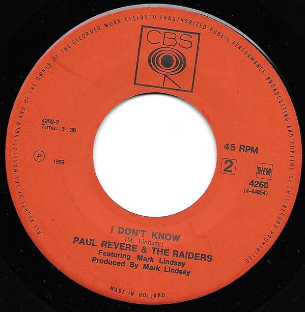 Paul Revere & The Raiders Featuring Mark Lindsay : Let Me (7", Single)