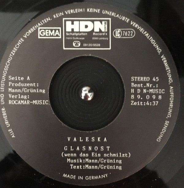 Valeska : Glas n'ost (Wenn Das Eis Schmilzt) / Time To Dream (7")