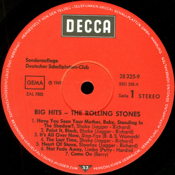 The Rolling Stones : Big Hits (LP, Comp, Club, RE)