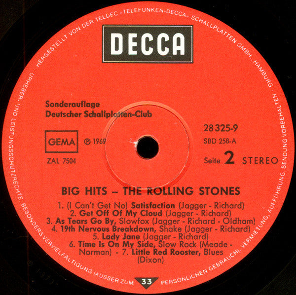 The Rolling Stones : Big Hits (LP, Comp, Club, RE)