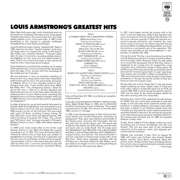 Louis Armstrong : Louis Armstrong's Greatest Hits (LP, Comp, RE)