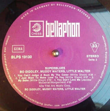 Bo Diddley, Little Walter, Muddy Waters : Super Blues (LP, Album, RE)