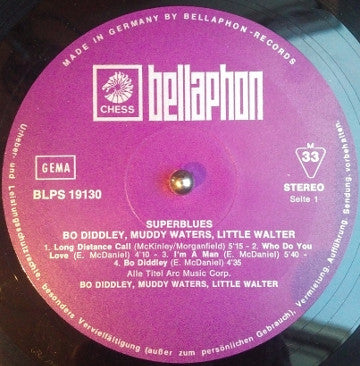 Bo Diddley, Little Walter, Muddy Waters : Super Blues (LP, Album, RE)