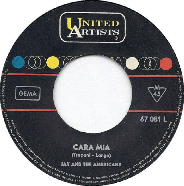 Jay & The Americans : Cara Mia (7", Single, Mono)