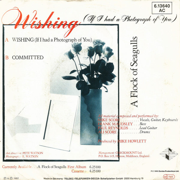 A Flock Of Seagulls : Wishing (If I Had A Photograph Of You) (7", Single)