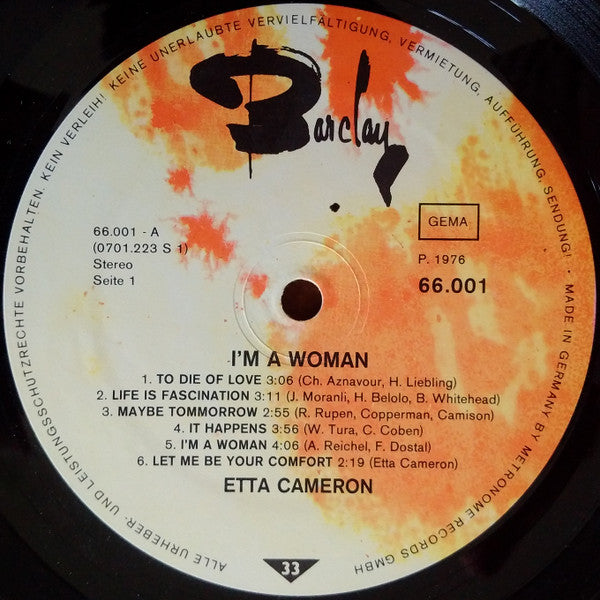 Etta Cameron : I'm A Woman (LP, Album)