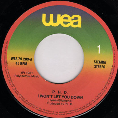 Ph.D. : I Won't Let You Down (7", Single)