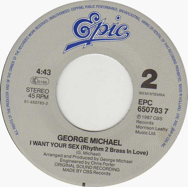 George Michael : I Want Your Sex (7", Single)