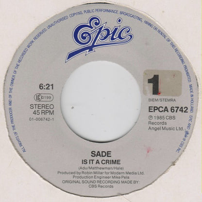 Sade : Is It A Crime? (7", Single)