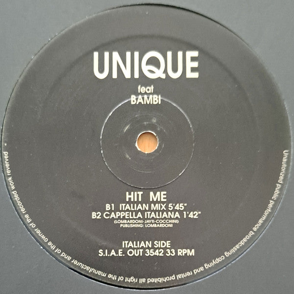 Unique (16) : Hit Me (12")